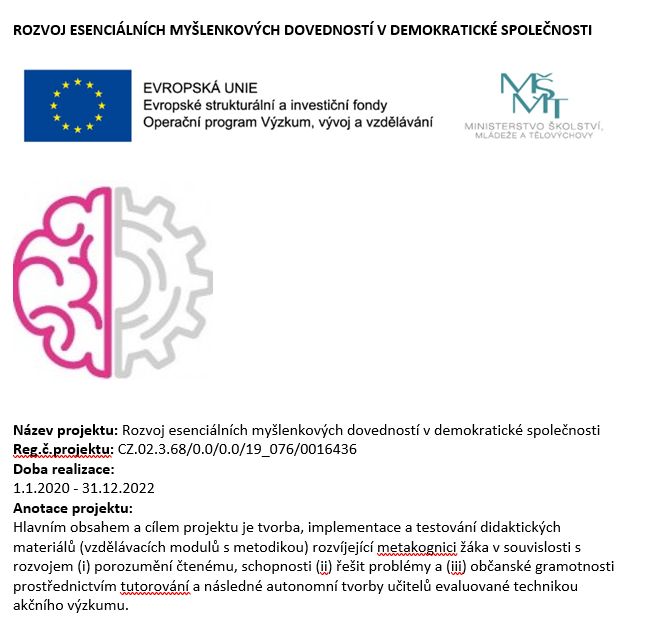 Rozvoj esenciálních myšlenkových dovedností v demokratické společnosti